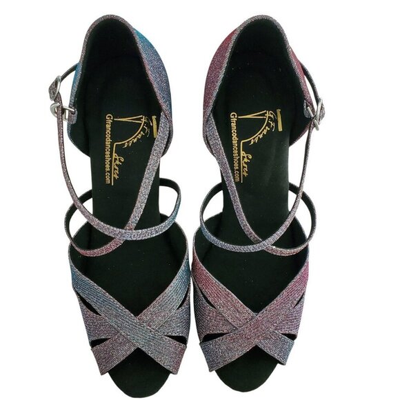 G’Franco NWT Vegas Dancing Shoes Irridescent Polychromatic 3.5” heel Size 7 - Picture 8 of 16